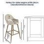 GRADE A1 - Oak and Beige Upholstered Kitchen Stool with Back - Colbie