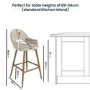 GRADE A1 - Oak and Beige Upholstered Kitchen Stool with Back - Colbie