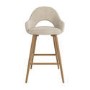 GRADE A1 - Oak and Beige Upholstered Kitchen Stool with Back - Colbie