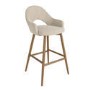 GRADE A1 - Oak and Beige Upholstered Kitchen Stool with Back - Colbie