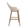 GRADE A1 - Oak and Beige Upholstered Kitchen Stool with Back - Colbie