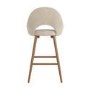 GRADE A1 - Oak and Beige Upholstered Kitchen Stool with Back - Colbie