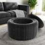 GRADE A1 - Grey Velvet Ottoman Storage Pouffe with Glass Top - Coffee Table - Clio
