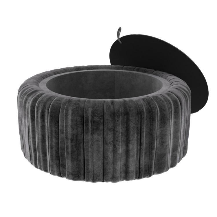 Small Dark Grey Round Velvet Ottoman Coffee Table - Clio