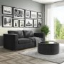 GRADE A1 - Grey Velvet Ottoman Storage Pouffe with Glass Top - Coffee Table - Clio