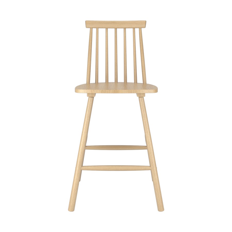 GRADE A1 - Set of 2 Light Oak Wooden Kitchen Stool with Spindle Back - 66cm - Cami