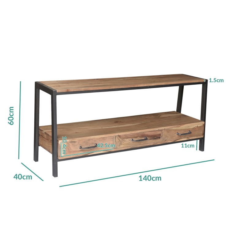 Solid Wood & Metal TV Unit with Storage - TV's up to 55" - Cyra