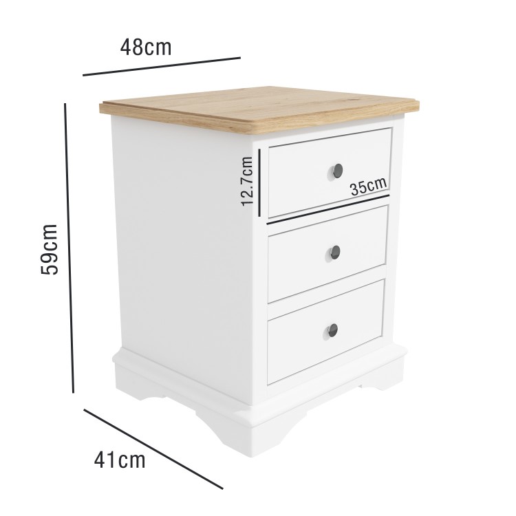 Darley Two Tone Bedside Table in Solid Oak and White 