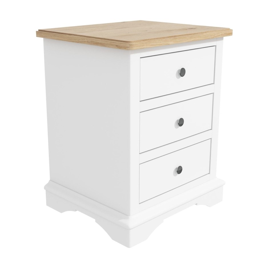 GRADE A1 - Darley Two Tone Bedside Table in Solid Oak and White 