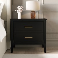 ONLY OPENED - Black Wide 2 Drawer Bedside Table - Delilah
