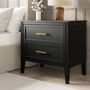 ONLY OPENED - Black Wide 2 Drawer Bedside Table - Delilah