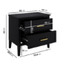 ONLY OPENED - Black Wide 2 Drawer Bedside Table - Delilah