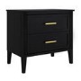 ONLY OPENED - Black Wide 2 Drawer Bedside Table - Delilah
