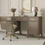 GRADE A1 - Dark Wood Office Desk with Drawers - Delilah