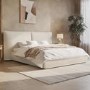 ONLY OPENED - Beige Linen Super King Ottoman Bed with Pillow Headboard - Dune
