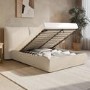 ONLY OPENED - Beige Linen Super King Ottoman Bed with Pillow Headboard - Dune