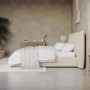 ONLY OPENED - Beige Linen Super King Ottoman Bed with Pillow Headboard - Dune