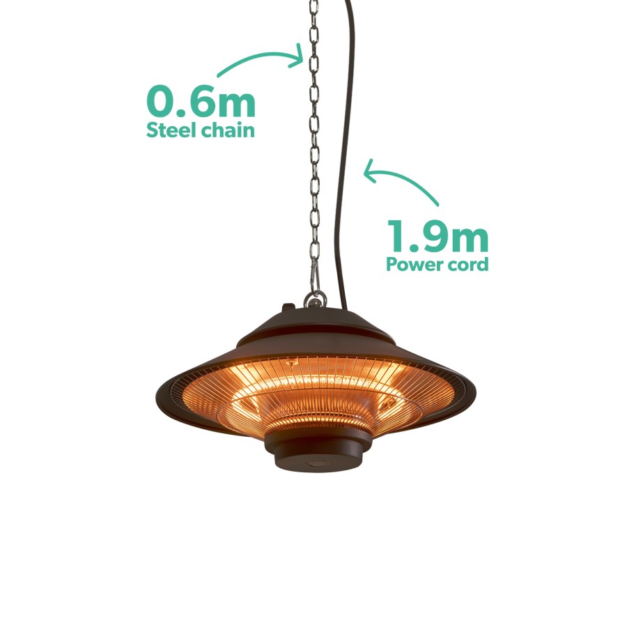 electriQ Hanging Electric Patio Heater with Remote 1500w