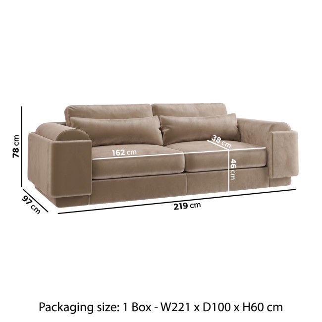 ALMOST PERFECT - Mink Velvet 3 Seater Sofa - Elvi