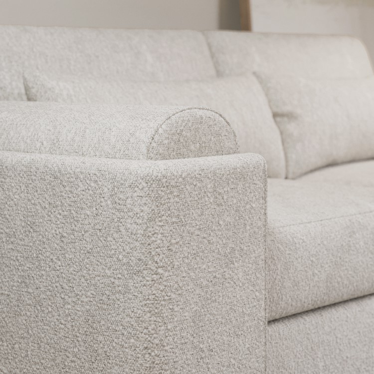 Curved Cream Boucle 3 Seater Sofa - Elvi