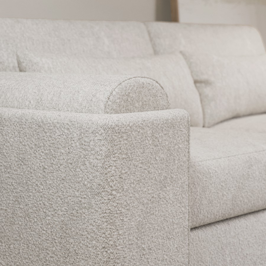 ONLY OPENED - Curved Cream Boucle 3 Seater Sofa - Elvi