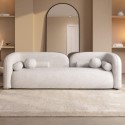 EMA001 Cream Boucle Curved 3 Seater Cloud Sofa - Elma