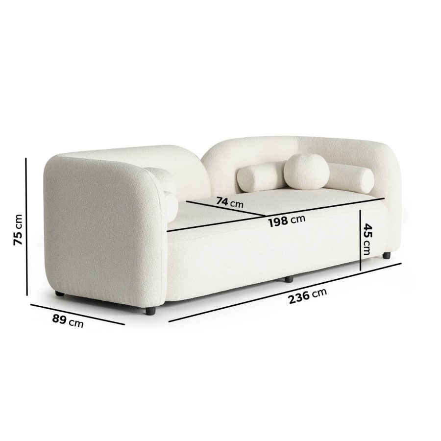 ONLY OPENED - Elma Cream Boucle 3 Seater Sofa