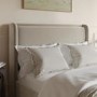 ONLY OPENED - Beige Velvet Double Ottoman Bed with Cushioned Headboard - Frida