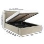 ONLY OPENED - Beige Velvet Double Ottoman Bed with Cushioned Headboard - Frida