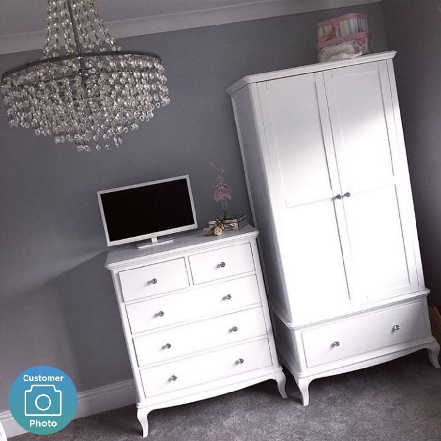 GRADE A1 -  White Double Wardrobe with Drawers - Florentine