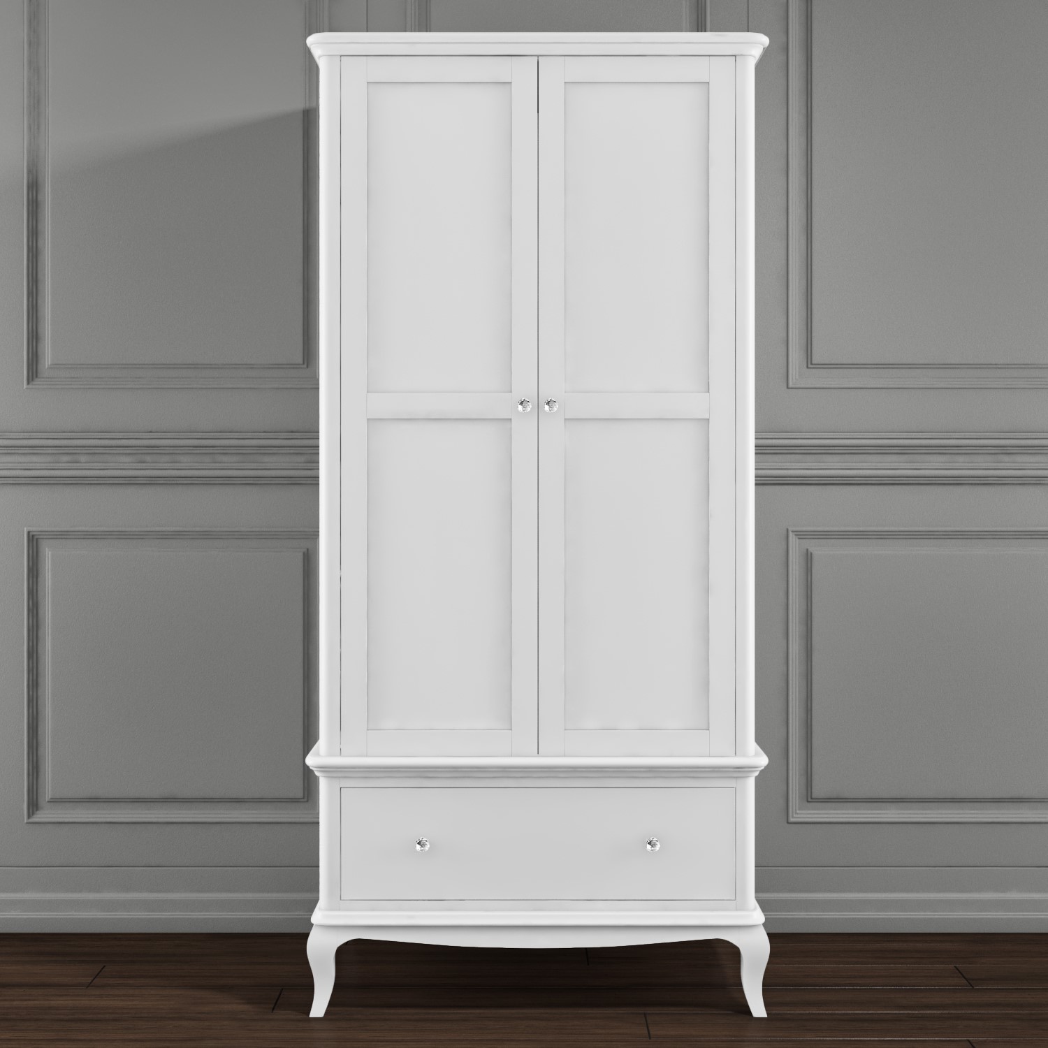 florentine white 2 door wardrobe with drawers