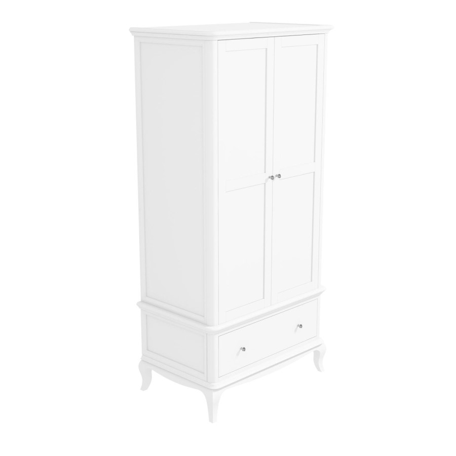 GRADE A1 -  White Double Wardrobe with Drawers - Florentine