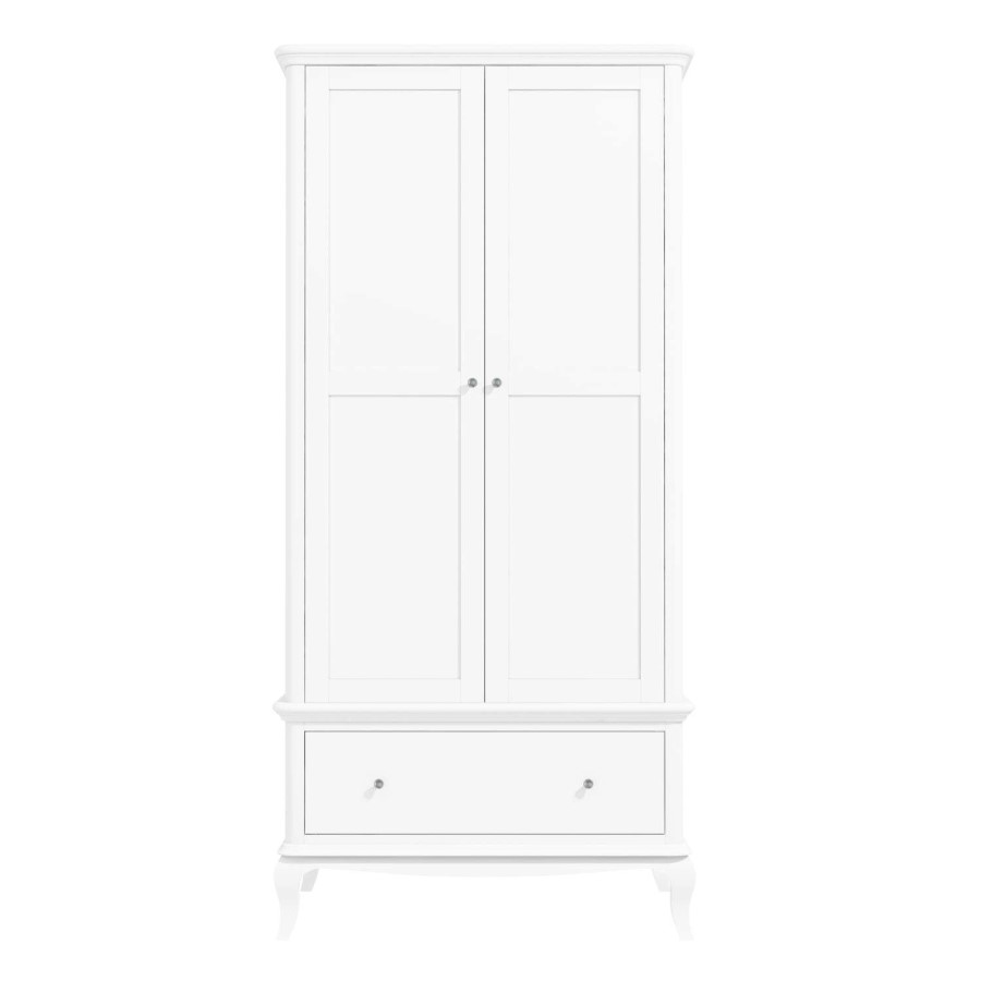 GRADE A1 -  White Double Wardrobe with Drawers - Florentine
