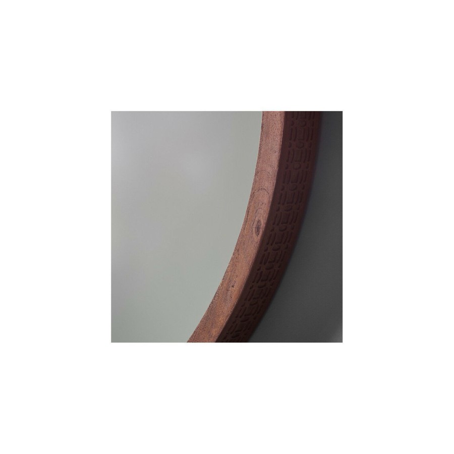 GRADE A1 - Boho Retreat Round Dark Wood Mirror