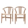 ONLY OPENED - Set of 2 Brown Wishbone Back Dining Chairs - Sloan - Caspian House