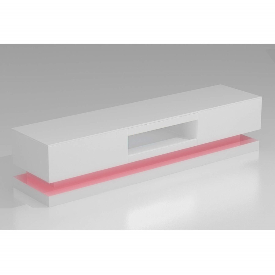 GRADE A2 - Light cosmetic damage - Evoque White High gloss TV Unit with Lower Lighting