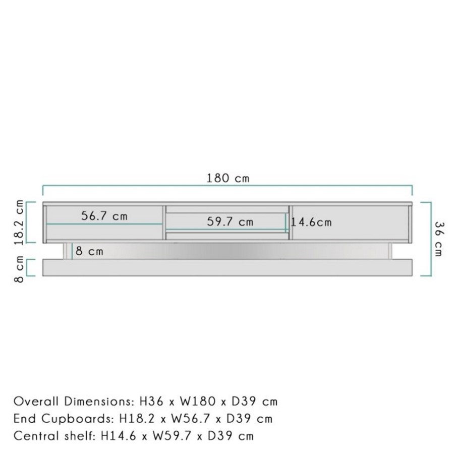ONLY OPENED - Evoque LED White High gloss TV Unit with Lower Lighting