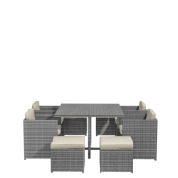 GRADE A1 - 8 Seater Grey Rattan Cube Garden Dining Set - Fortrose
