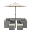 GRADE A1 - Grey Rattan 10 Piece Cube Garden Dining Set - Parasol Included
