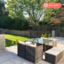 GRADE A1 - 8 Seater Grey Rattan Cube Garden Dining Set - Fortrose