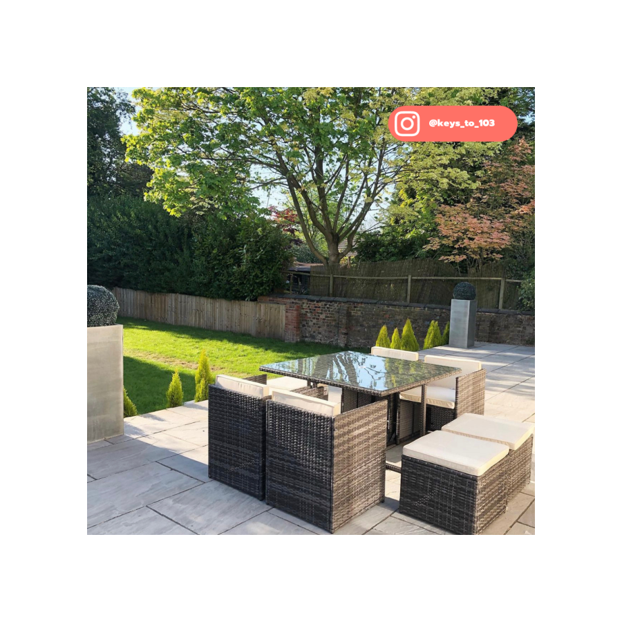 GRADE A1 - 8 Seater Grey Rattan Cube Garden Dining Set - Fortrose