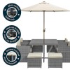 8 Seater Grey Rattan Cube Garden Dining Set - Parasol Included - Fortrose