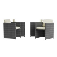 GRADE A1 - 4 Grey Rattan Cube Garden Dining Chairs - Fortrose