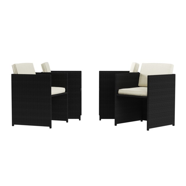 ONLY OPENED - 4 Black Rattan Cube Garden Dining Chairs - Fortrose