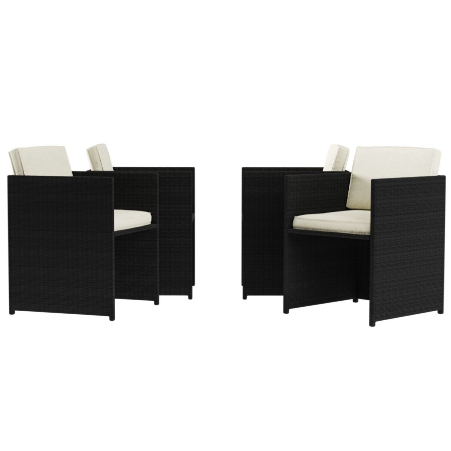 GRADE A1 - 4 Brown Rattan Cube Garden Dining Chairs - Fortrose
