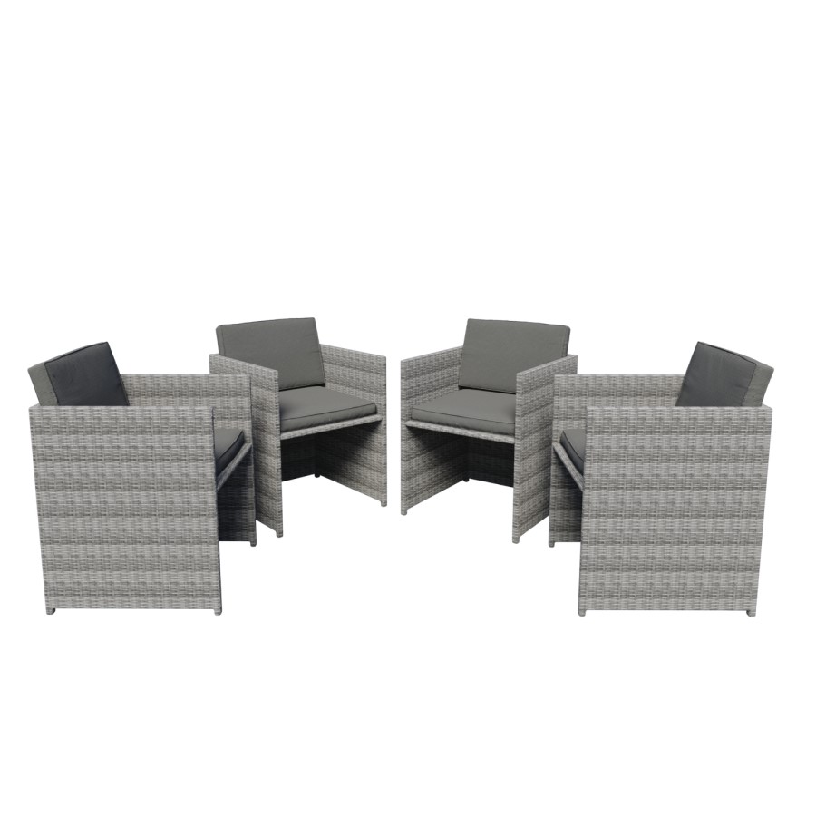 GRADE A1 - 4 Grey Rattan Cube Garden Dining Chairs - Fortrose