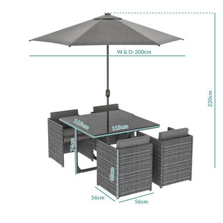 Cube 4 seater rattan effect patio set discount