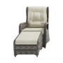 GRADE A2 - Brown Rattan Reclining Garden Sun Lounger Set with Table and Footstools - Aspen