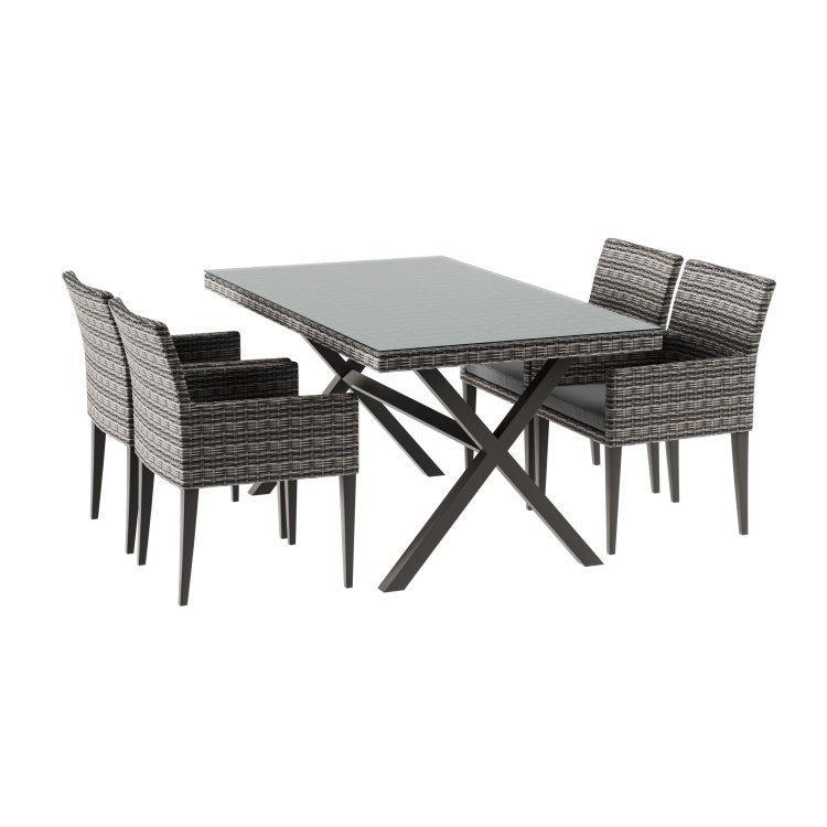 GRADE A1 - 4 Seater Dark Grey Rattan Garden Dining Set - Aspen