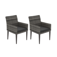 GRADE A1 - 2 Dark Grey Rattan Garden Dining Chairs - Aspen 